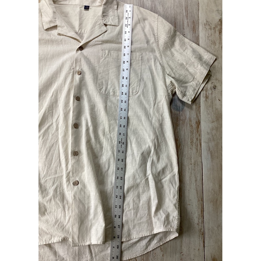 Design in Italy Mens 2XL Linen Blend Short Sleeve Camp Collar Button Down Shirt - Picture 2 of 10